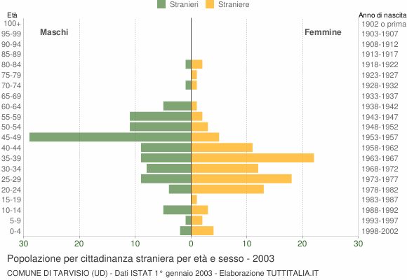 Grafico cittadini stranieri - Tarvisio 2003