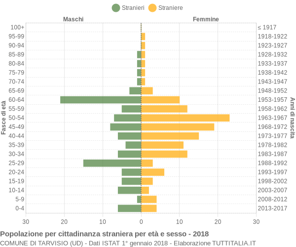 Grafico cittadini stranieri - Tarvisio 2018