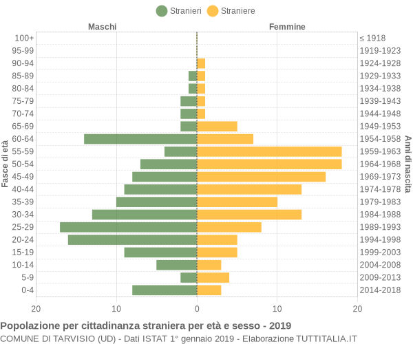 Grafico cittadini stranieri - Tarvisio 2019