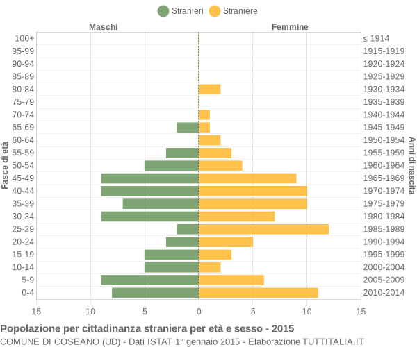 Grafico cittadini stranieri - Coseano 2015