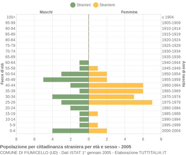 Grafico cittadini stranieri - Fiumicello 2005