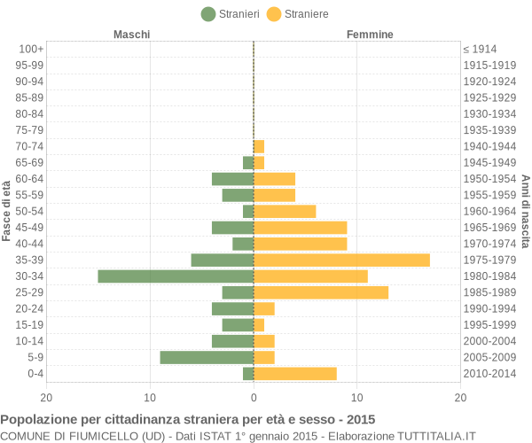 Grafico cittadini stranieri - Fiumicello 2015