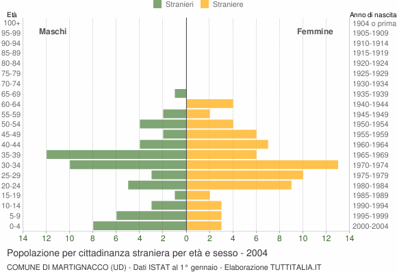 Grafico cittadini stranieri - Martignacco 2004