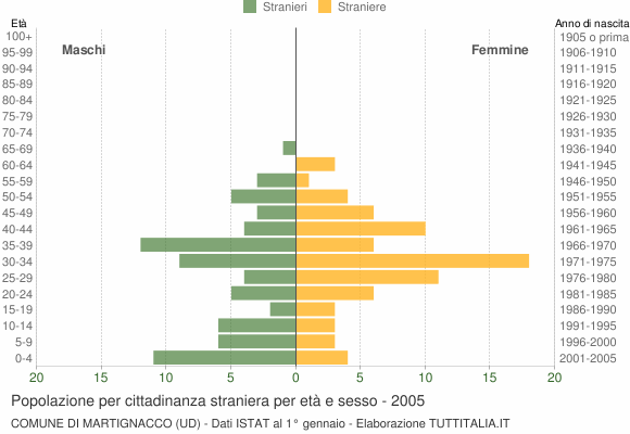 Grafico cittadini stranieri - Martignacco 2005