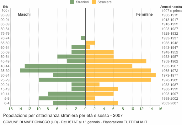 Grafico cittadini stranieri - Martignacco 2007