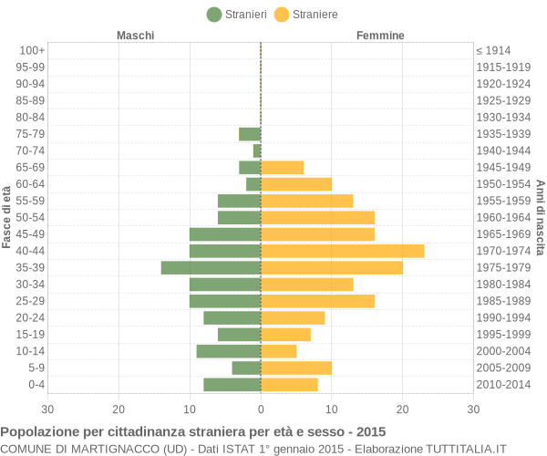 Grafico cittadini stranieri - Martignacco 2015