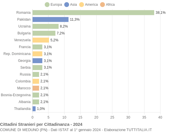 Grafico cittadinanza stranieri - Meduno 2024