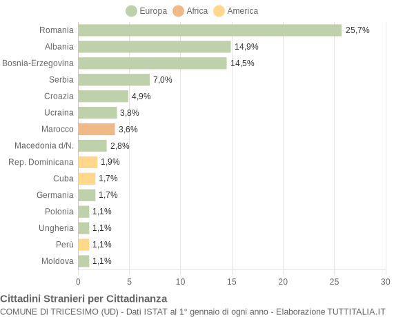 Grafico cittadinanza stranieri - Tricesimo 2015