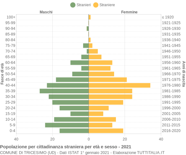 Grafico cittadini stranieri - Tricesimo 2021