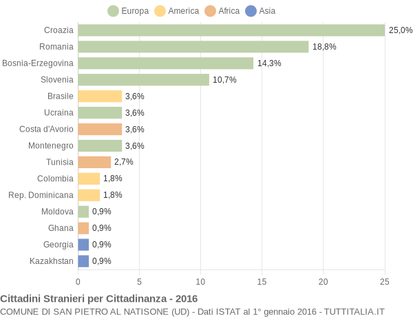 Grafico cittadinanza stranieri - San Pietro al Natisone 2016