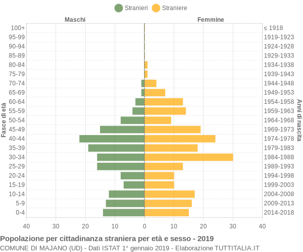 Grafico cittadini stranieri - Majano 2019