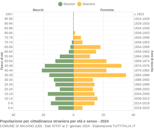 Grafico cittadini stranieri - Majano 2024