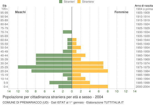 Grafico cittadini stranieri - Premariacco 2004