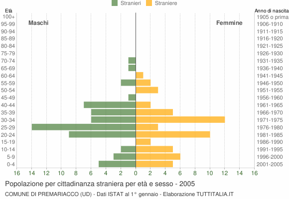 Grafico cittadini stranieri - Premariacco 2005
