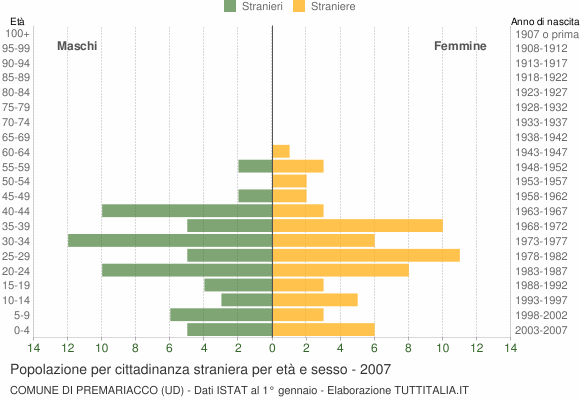Grafico cittadini stranieri - Premariacco 2007