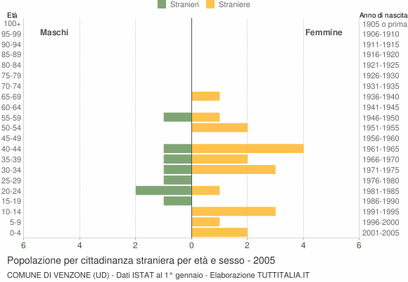 Grafico cittadini stranieri - Venzone 2005