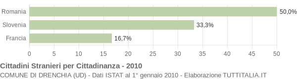 Grafico cittadinanza stranieri - Drenchia 2010