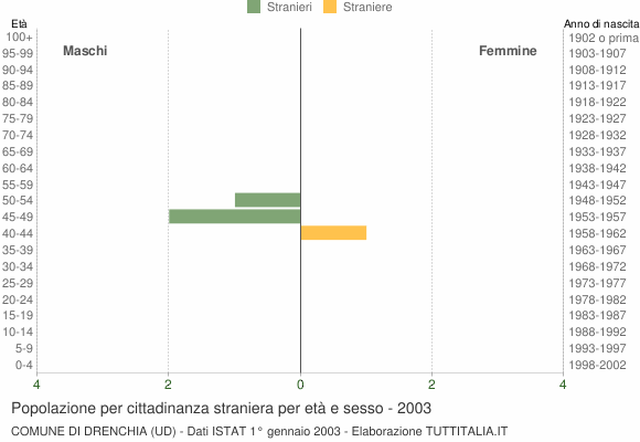 Grafico cittadini stranieri - Drenchia 2003