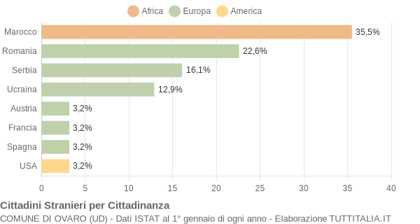 Grafico cittadinanza stranieri - Ovaro 2010