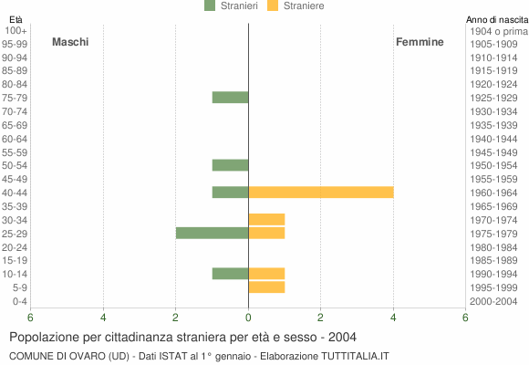 Grafico cittadini stranieri - Ovaro 2004