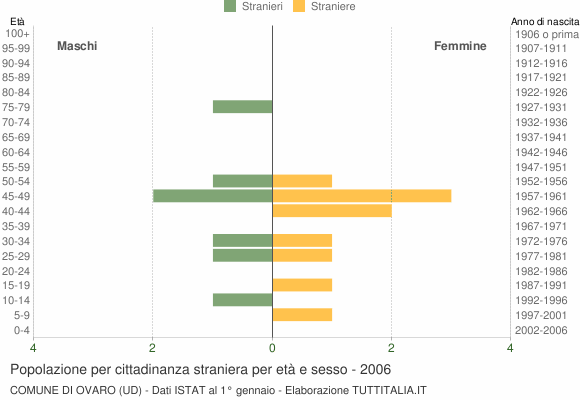 Grafico cittadini stranieri - Ovaro 2006