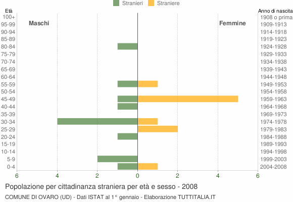 Grafico cittadini stranieri - Ovaro 2008