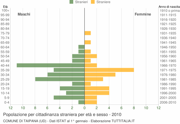 Grafico cittadini stranieri - Taipana 2010