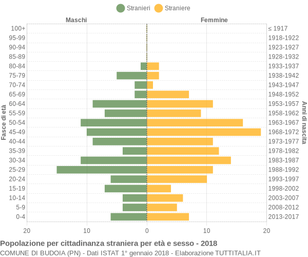 Grafico cittadini stranieri - Budoia 2018