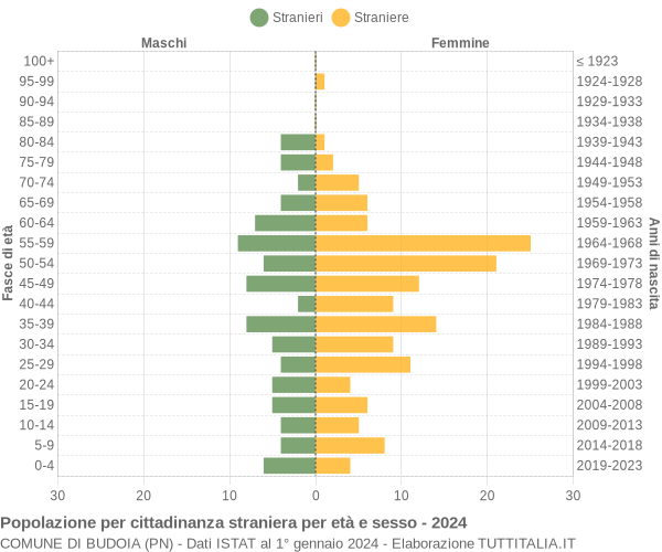 Grafico cittadini stranieri - Budoia 2024