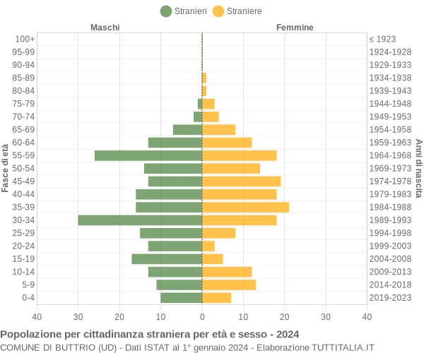 Grafico cittadini stranieri - Buttrio 2024