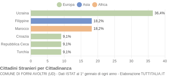 Grafico cittadinanza stranieri - Forni Avoltri 2009