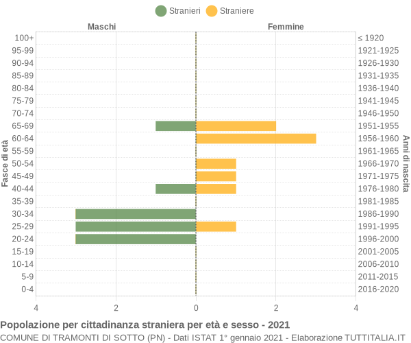 Grafico cittadini stranieri - Tramonti di Sotto 2021