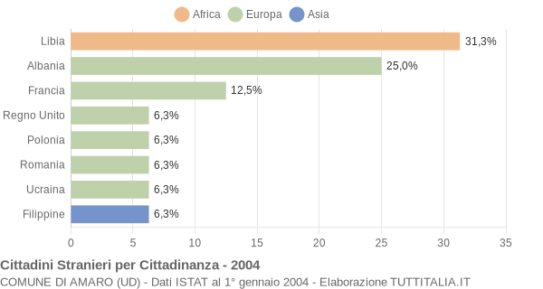 Grafico cittadinanza stranieri - Amaro 2004