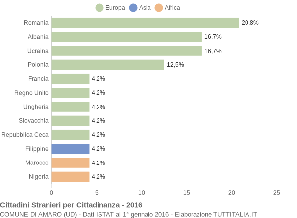 Grafico cittadinanza stranieri - Amaro 2016