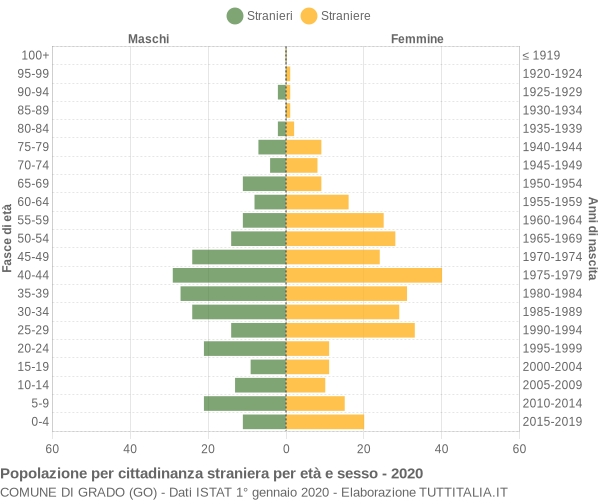 Grafico cittadini stranieri - Grado 2020