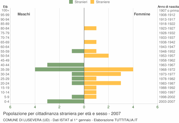Grafico cittadini stranieri - Lusevera 2007