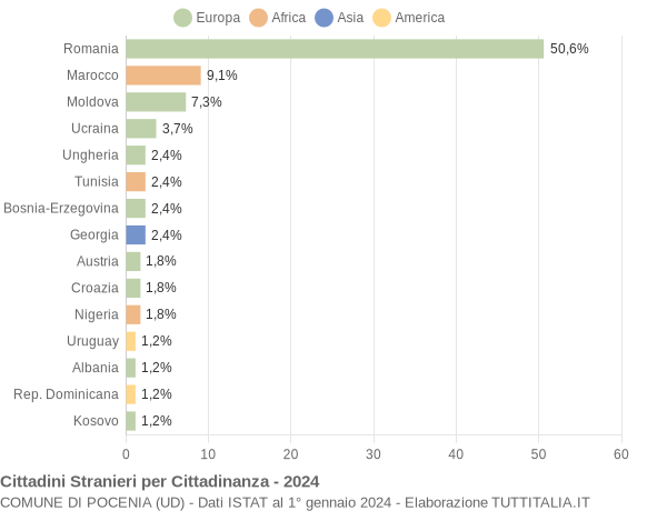 Grafico cittadinanza stranieri - Pocenia 2024