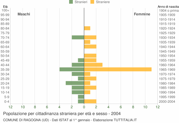 Grafico cittadini stranieri - Ragogna 2004