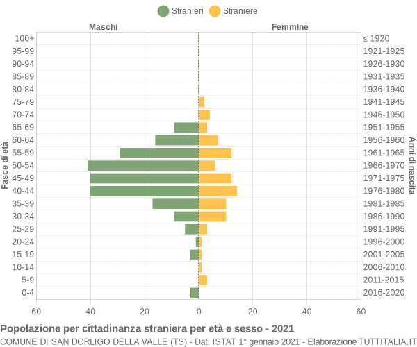 Grafico cittadini stranieri - San Dorligo della Valle 2021