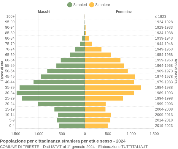 Grafico cittadini stranieri - Trieste 2024