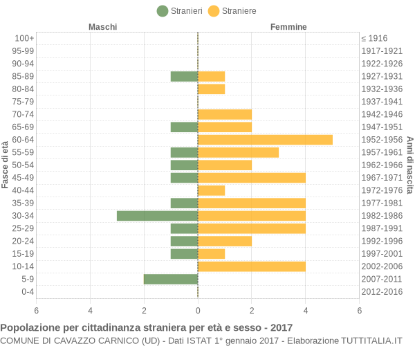 Grafico cittadini stranieri - Cavazzo Carnico 2017