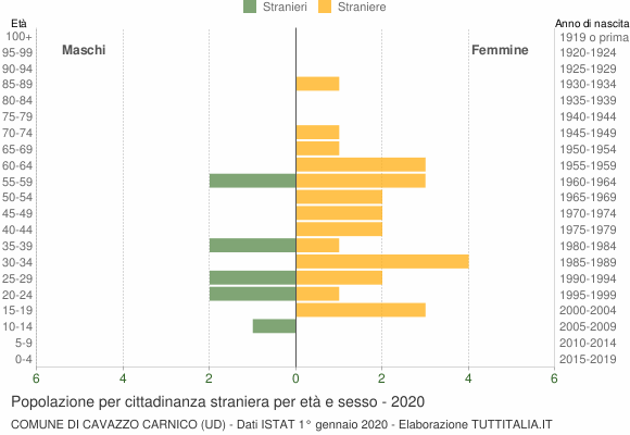 Grafico cittadini stranieri - Cavazzo Carnico 2020