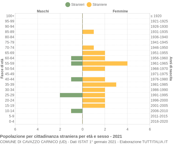 Grafico cittadini stranieri - Cavazzo Carnico 2021