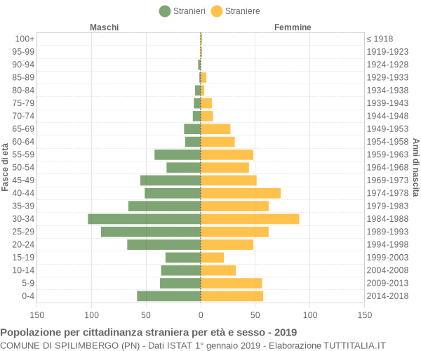 Grafico cittadini stranieri - Spilimbergo 2019