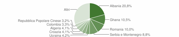 Grafico cittadinanza stranieri - Udine 2005