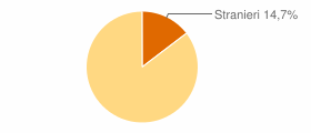Percentuale cittadini stranieri Comune di Udine