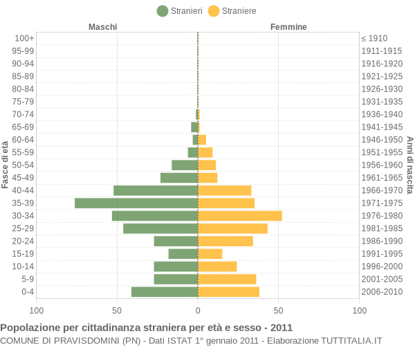 Grafico cittadini stranieri - Pravisdomini 2011