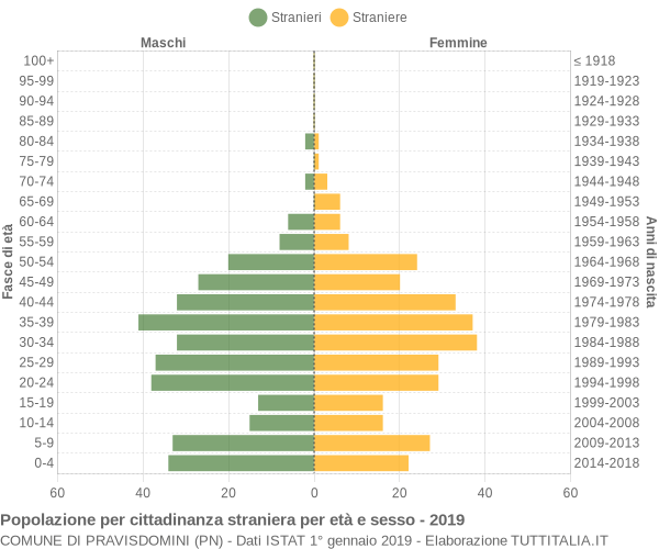 Grafico cittadini stranieri - Pravisdomini 2019