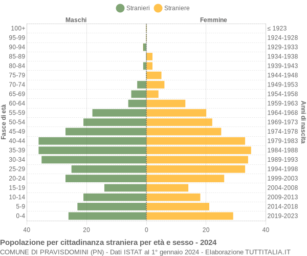 Grafico cittadini stranieri - Pravisdomini 2024