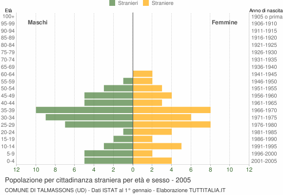 Grafico cittadini stranieri - Talmassons 2005